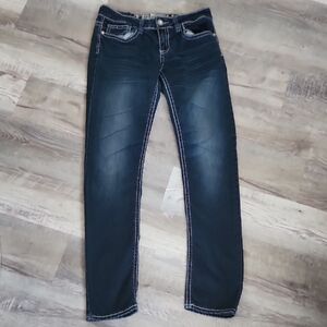 Indigo Blue Skinny Jeans with Natural Fading